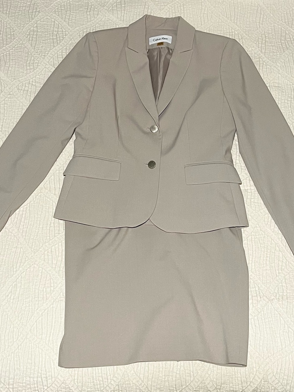 Calvin Klein Khaki Skirt Suit (2 Jackets/Blazers)